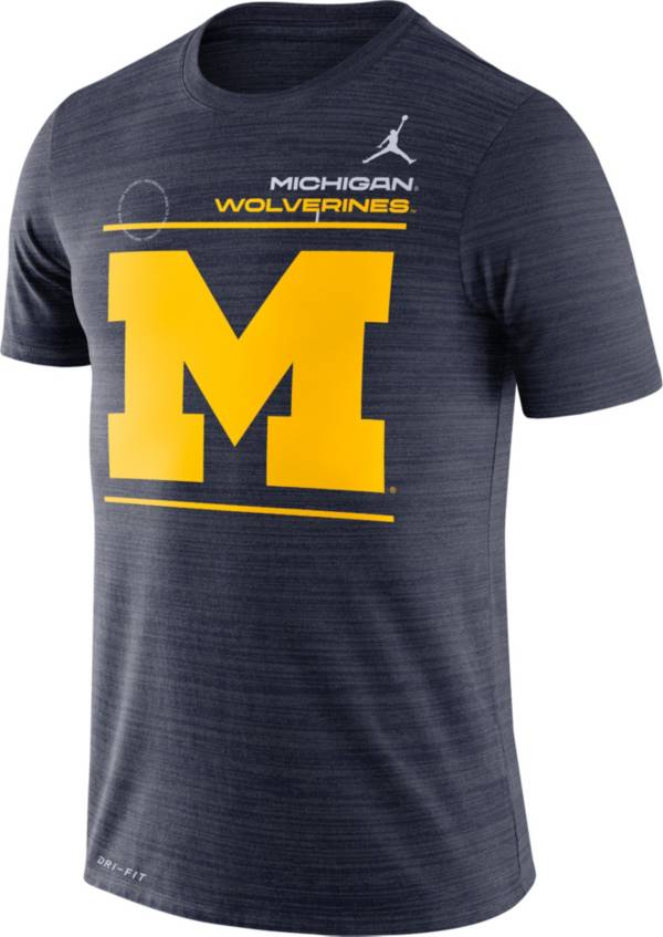 Jordan Men's Michigan Wolverines Blue Dri-FIT Velocity Football Sideline T-Shirt