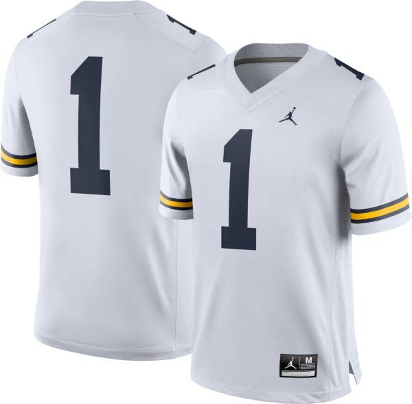 Jordan Men's Michigan Wolverines #1 White Dri-FIT Game Football Jersey