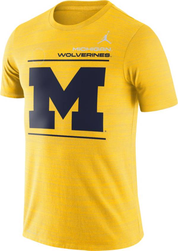 Jordan Men's Michigan Wolverines Maize Dri-FIT Velocity Football Sideline T-Shirt
