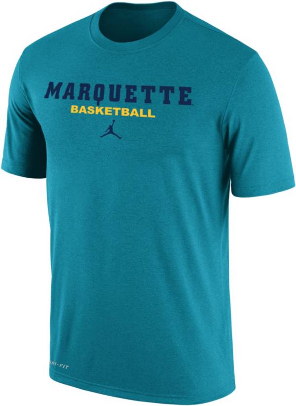 Jordan Men's Marquette Golden Eagles Turquoise Basketball Wordmark Dri-FIT Cotton T-Shirt