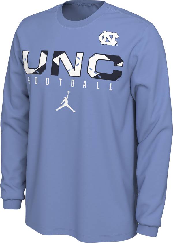 Jordan Men's North Carolina Tar Heels Carolina Blue Cotton Football Long Sleeve T-Shirt