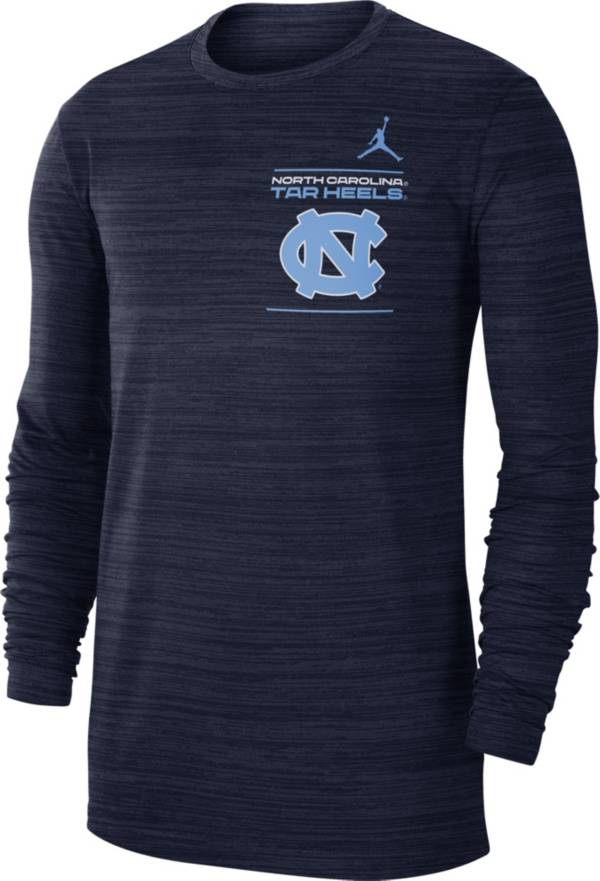 Jordan Men's North Carolina Tar Heels Navy Dri-FIT Velocity Football Sideline Long Sleeve T-Shirt