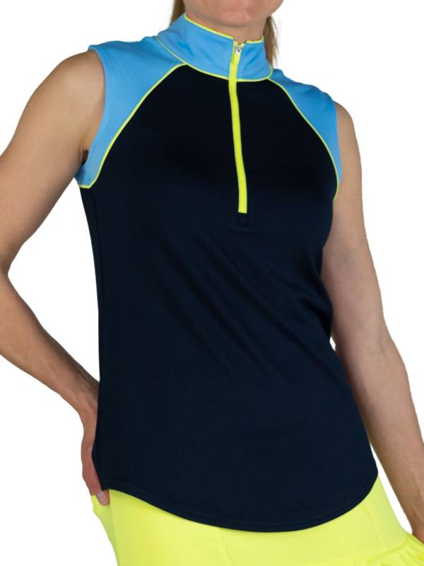 Jofit Women's Sleeveless Mock Colorblock Golf Polo