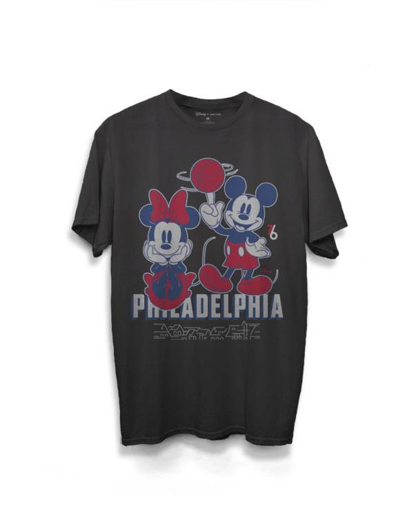 Junk Food Men's Philadelphia 76ers Disney Vintage Mickey Baller City Edition Black T-Shirt