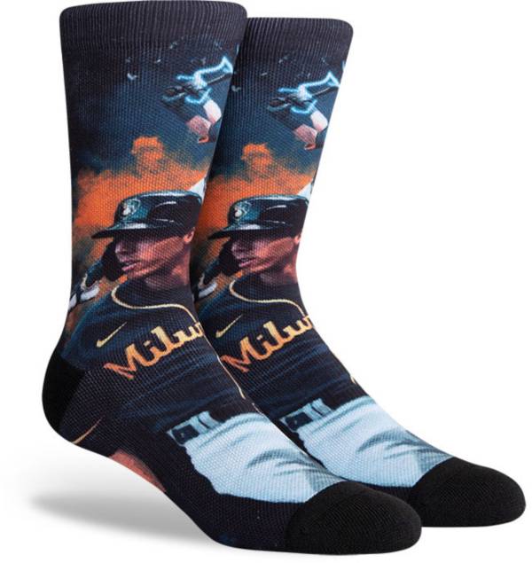 PKWY Milwaukee Brewers Black Christian Yelich #22 Crew Socks