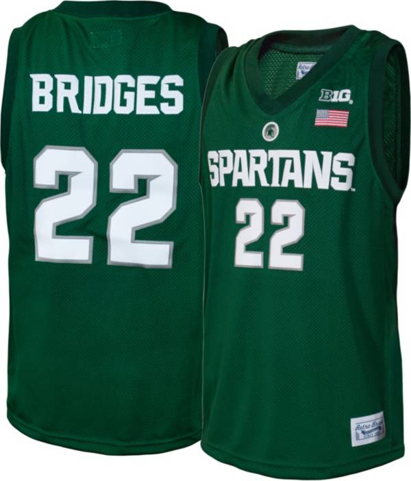 Retro Brand Men's Michigan State Spartans Miles Bridges #22 Green Replica Basketball Jersey