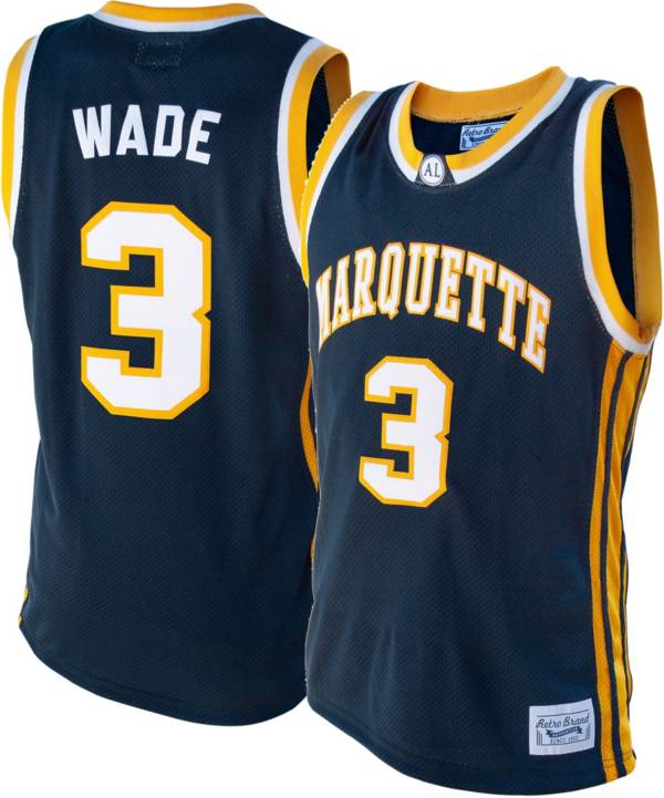 Original Retro Brand Men's Marquette Golden Eagles Dwayne Wade #3 Blue Replica Basketball Jersey