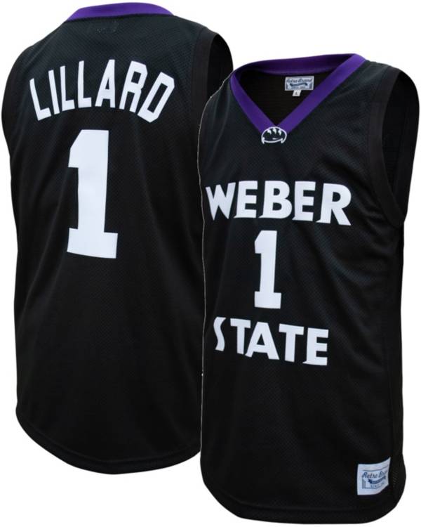 Original Retro Brand Men's Weber State Wildcats Damien Lillard #1 Black Replica Basketball Jersey