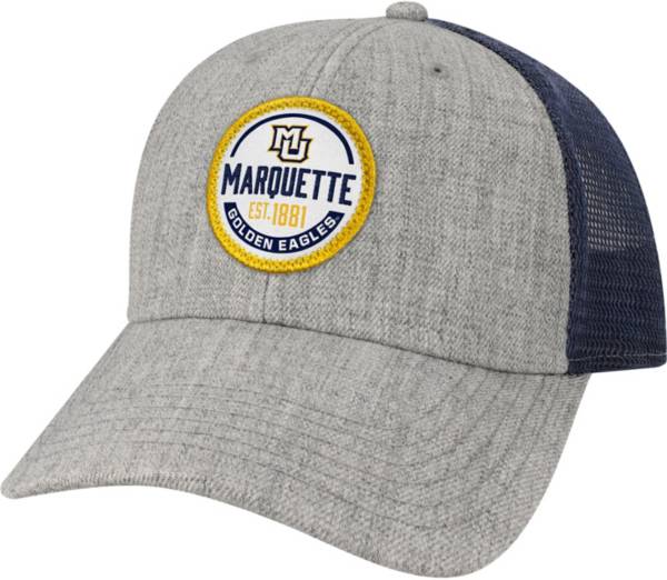 League-Legacy Men's Marquette Golden Eagles Grey Lo-Pro Adjustable Trucker Hat