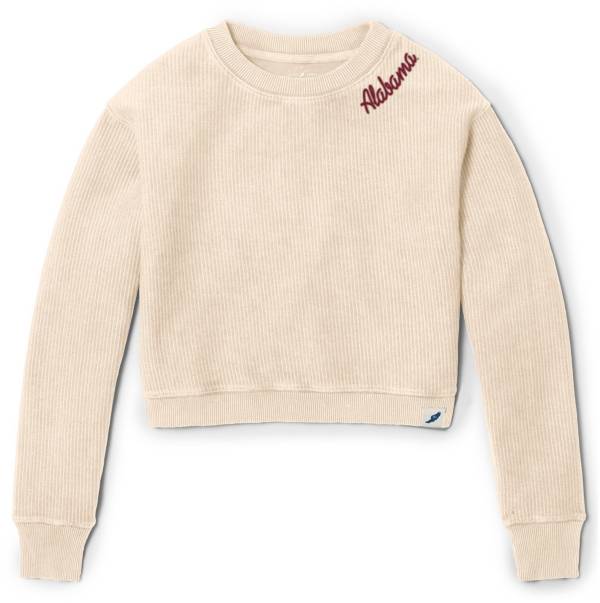 League-Legacy Women's Alabama Crimson Tide Ivory Timber Crop Crew Neck Sweatshirt