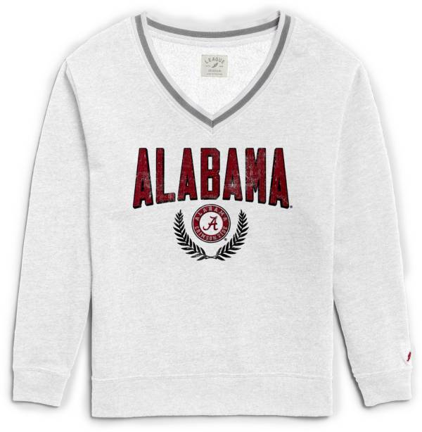 League-Legacy Women's Alabama Crimson Tide Victory Springs White V-Neck Sweatshirt