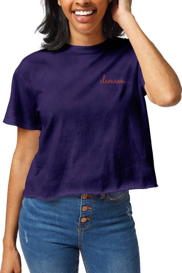 League-Legacy Women's Clemson Tigers Regalia Clothesline Cropped T-Shirt