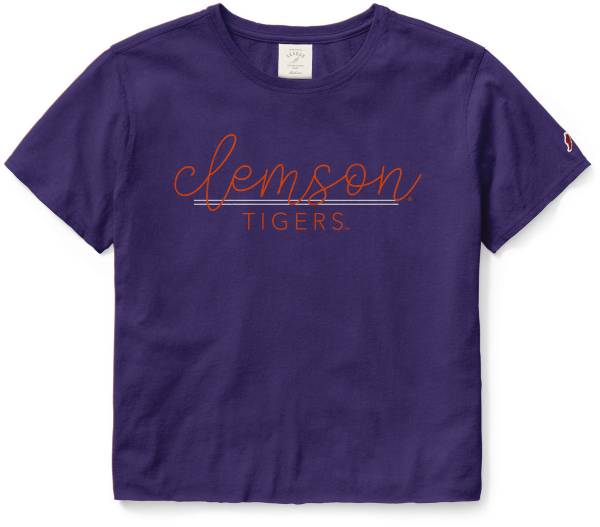 League-Legacy Women's Clemson Tigers Regalie Clothesline Cotton Crop T-Shirt