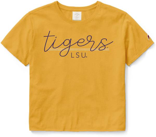 League-Legacy Women's LSU Tigers Honey Clothesline Cotton Crop T-Shirt