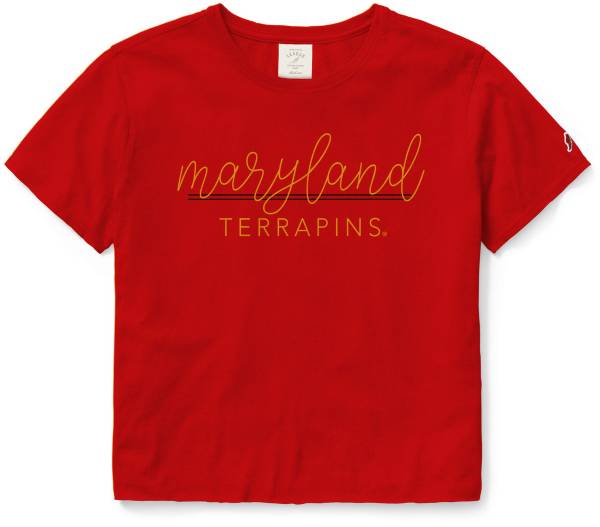 League-Legacy Women's Maryland Terrapins Red Clothesline Cotton Crop T-Shirt