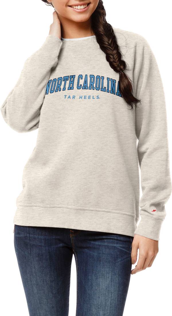 League-Legacy Women's North Carolina Tar Heels White Academy Crew Pullover Sweatshirt