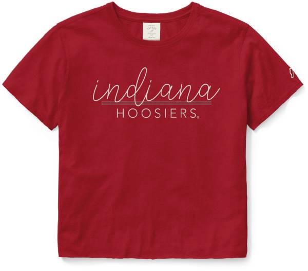 League-Legacy Women's Indiana Hoosiers Crimson Clothesline Cotton Crop T-Shirt