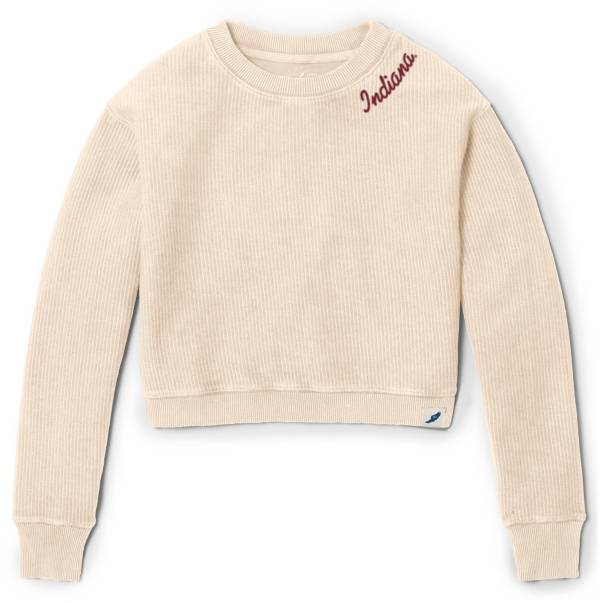 League-Legacy Women's Indiana Hoosiers Grey Timber Crop Crew Neck Sweatshirt