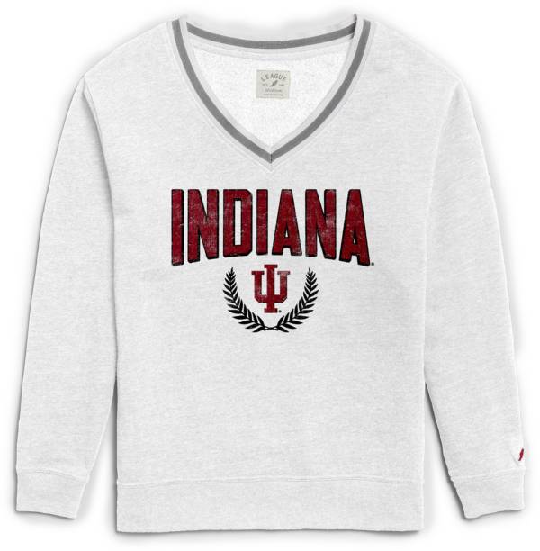League-Legacy Women's Indiana Hoosiers Victory Springs White V-Neck Sweatshirt