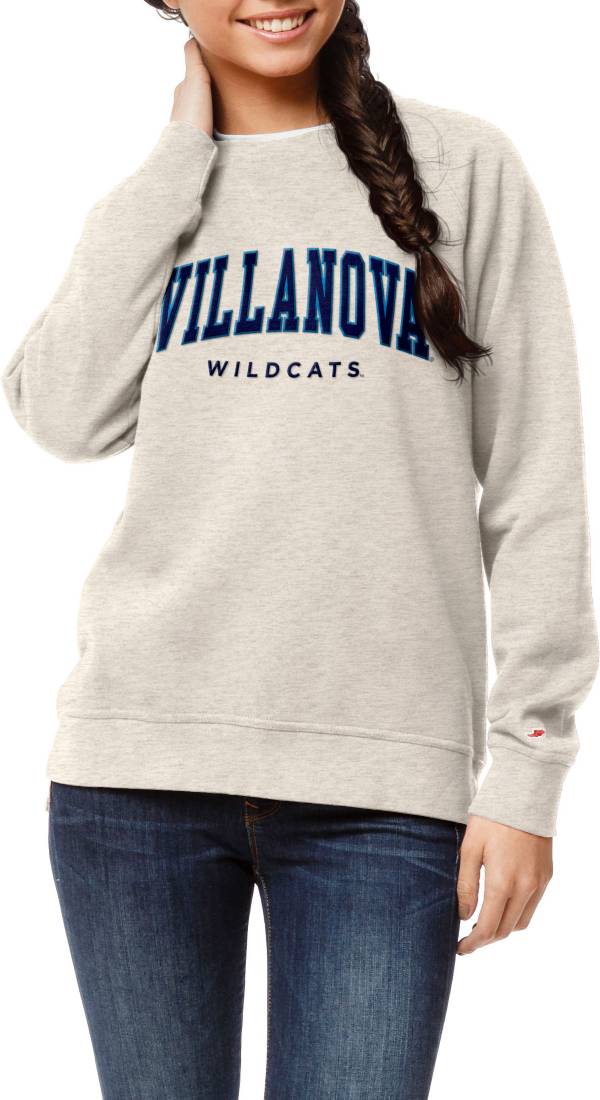 League-Legacy Women's Villanova Wildcats White Academy Crew Pullover Sweatshirt