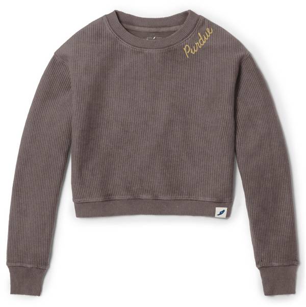 League-Legacy Women's Purdue Boilermakers Grey Timber Crop Crew Neck Sweatshirt