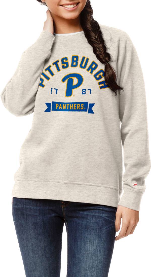 League-Legacy Women's Pitt Panthers White Academy Crew Pullover Sweatshirt