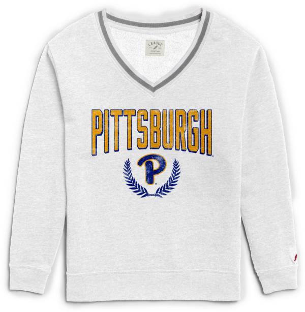 League-Legacy Women's Pitt Panthers Victory Springs White V-Neck Sweatshirt