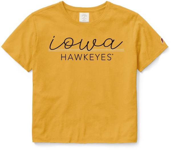 League-Legacy Women's Iowa Hawkeyes Honey Clothesline Cotton Crop T-Shirt