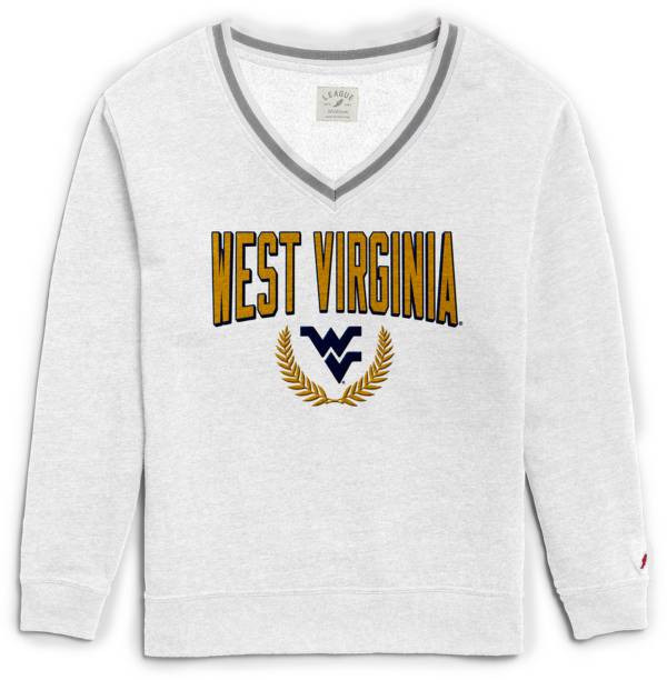 League-Legacy Women's West Virginia Mountaineers Victory Springs White V-Neck Sweatshirt