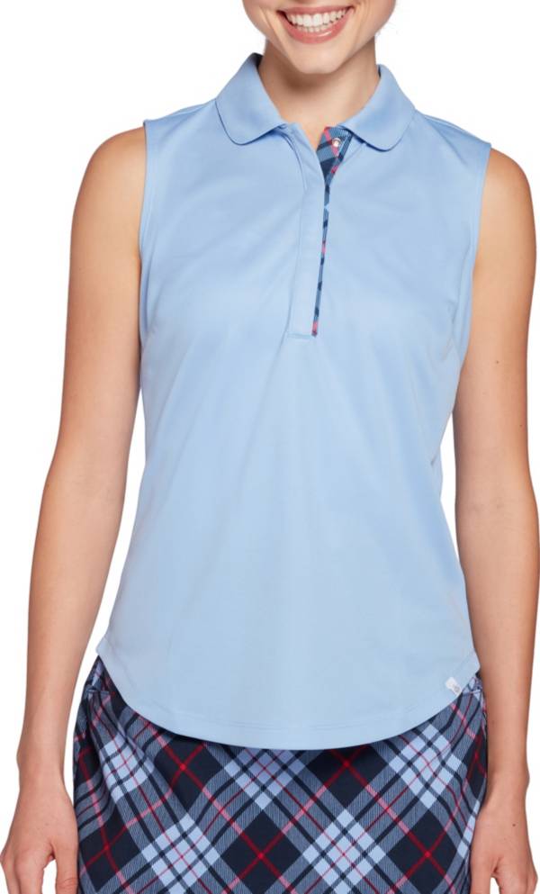 Lady Hagen Women's Printed Placket Sleeveless Golf Polo