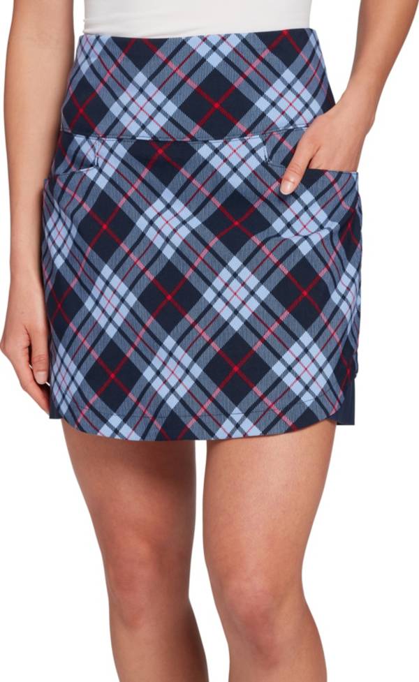 Lady Hagen Women's Plaid Tummy Control Tulip Hem 17'' Golf Skort