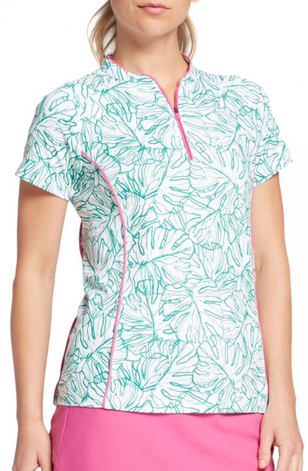 Lady Hagen Women's Tropical Linear Palm Golf Polo