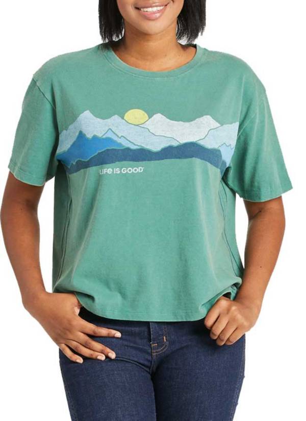 Life Is Good Women's Life Isn't Perfect Mountains Boxy Crusher Graphic T-Shirt