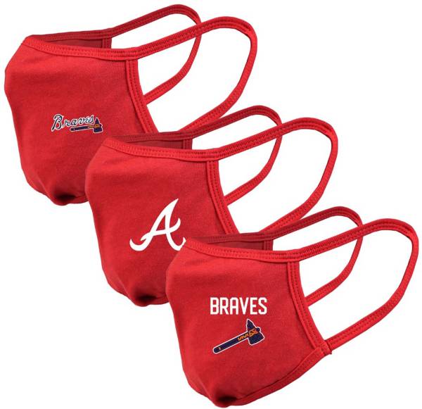 Levelwear Adult Atlanta Braves Red 3-Pack Face Coverings