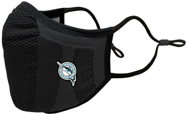 Levelwear Adult Miami Marlins Black Retro Logo Guard 3 Face Covering