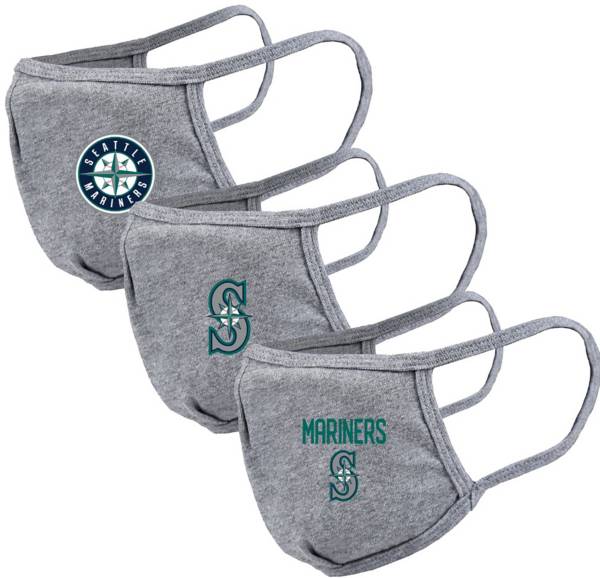 Levelwear Adult Seattle Mariners Grey 3-Pack Face Coverings