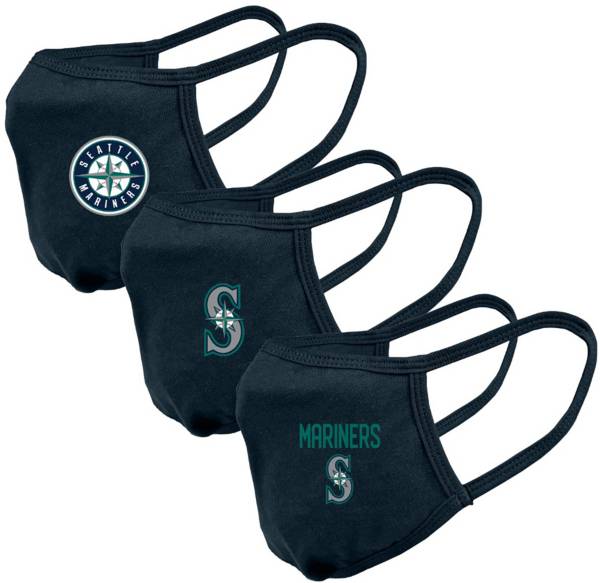 Levelwear Adult Seattle Mariners Navy 3-Pack Face Coverings