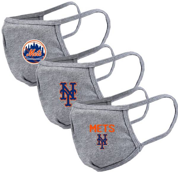 Levelwear Adult New York Mets Grey 3-Pack Face Coverings