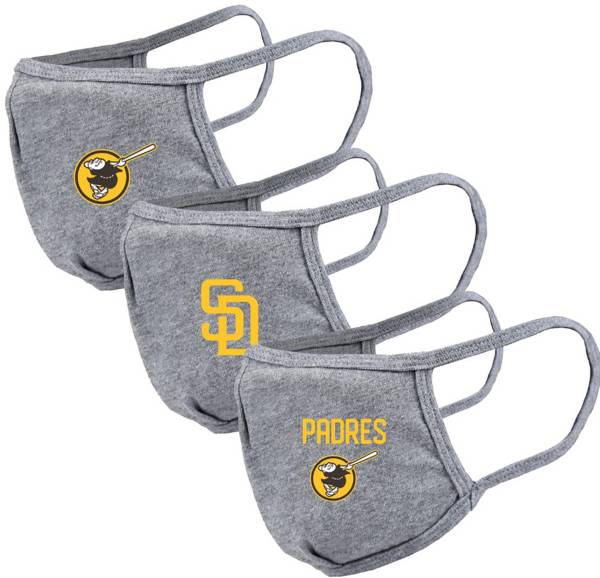 Levelwear Adult San Diego Padres Grey 3-Pack Face Coverings