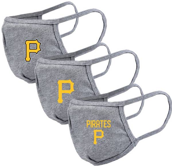 Levelwear Adult Pittsburgh Pirates Grey 3-Pack Face Coverings