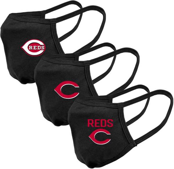 Levelwear Adult Cincinnati Reds Black 3-Pack Face Coverings