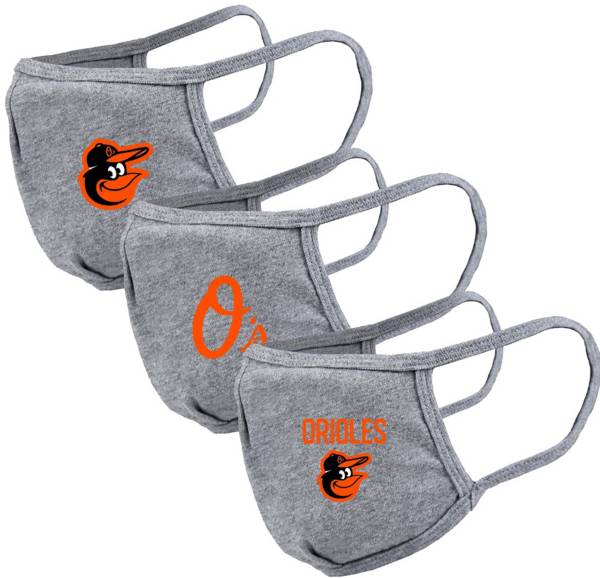 Levelwear Adult Baltimore Orioles Grey 3-Pack Face Coverings