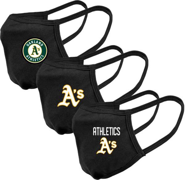 Levelwear Adult Oakland Athletics Black 3-Pack Face Coverings