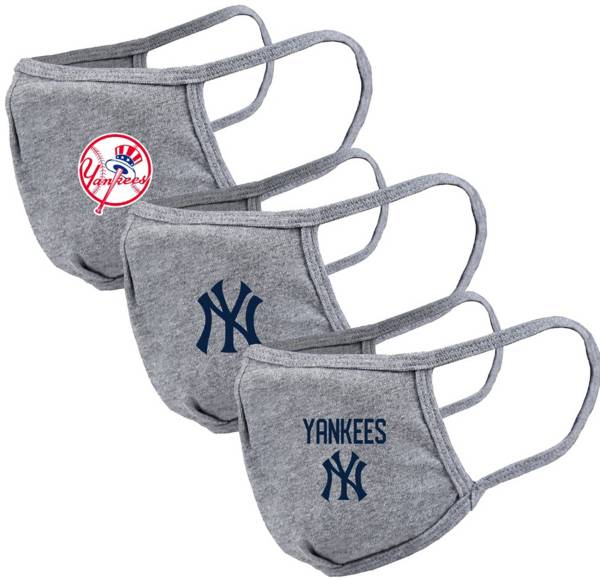 Levelwear Adult New York Yankees Grey 3-Pack Face Coverings