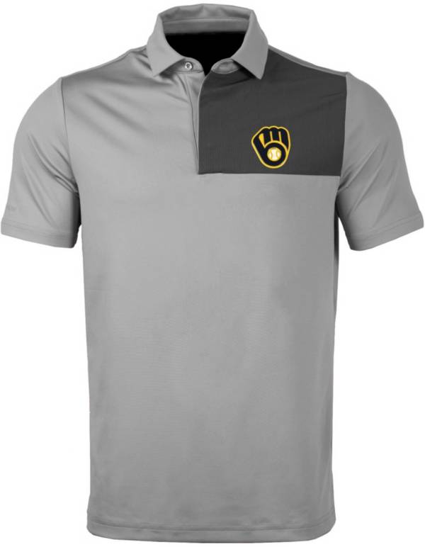 Levelwear Men's Milwaukee Brewers Gray Nolan Insignia Core Polo