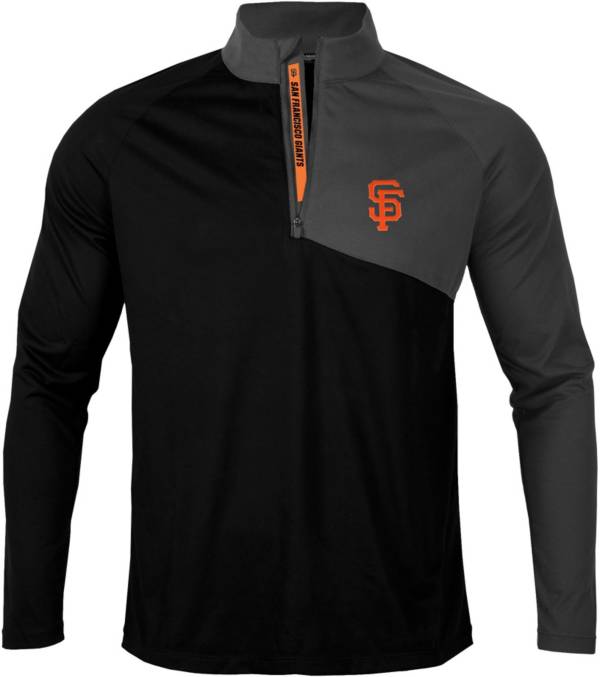 Levelwear Men's San Francisco Giants Black Pinnacle Slant Text 1/4 Zip