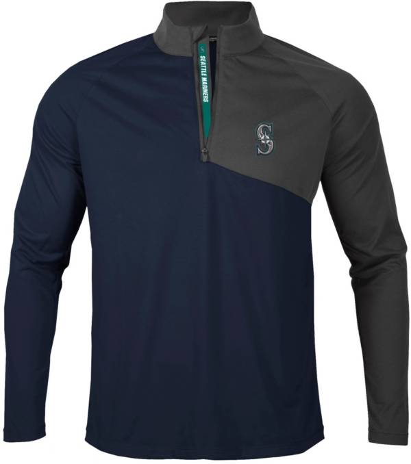 Levelwear Men's Seattle Mariners Navy Pinnacle Slant Text 1/4 Zip