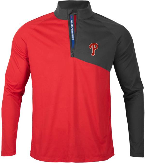 Levelwear Men's Philadelphia Phillies Red Pinnacle Slant Text 1/4 Zip