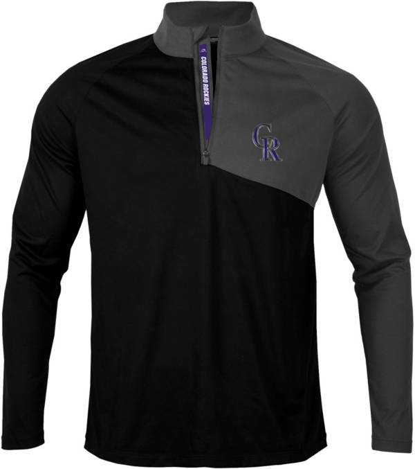 Levelwear Men's Colorado Rockies Black Pinnacle Slant Text 1/4 Zip