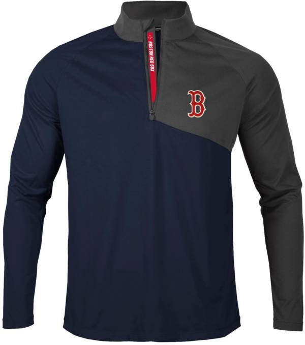 Levelwear Men's Boston Red Sox Navy Pinnacle Slant Text 1/4 Zip